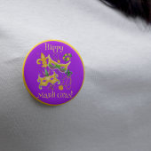 Mardi Gras Mask Lilie Beads King Cake Button