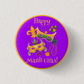Mardi Gras Mask Lilie Beads King Cake Button (Vorderseite)