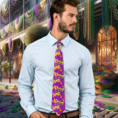 Mardi Gras Mask Lilie Beads King Cake Krawatte