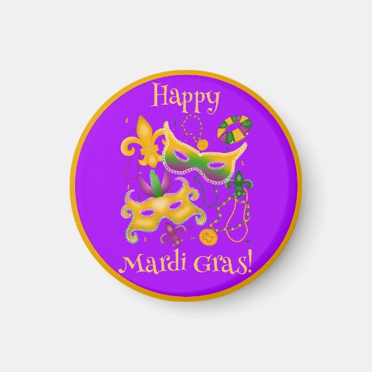 Mardi Gras Mask Lilie Beads King Cake Magnet (Vorne)