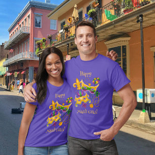 Mardi Gras Mask Lilie Beads King Cake T-Shirt