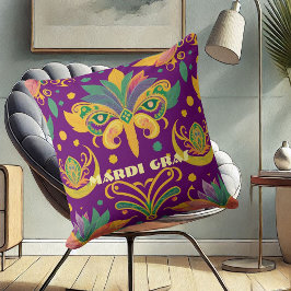 Mardi Gras Mask Lilie Lila Green Gold Kissen