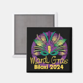 Mardi Gras Mask Magnet - 2024 - Biloxi, MS (Vorderseite/Rückseite)