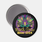 Mardi Gras Mask Magnet - 2024 - Biloxi, MS (Vorderseite/Rückseite)