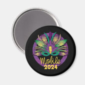 Mardi Gras Mask Magnet - 2024 - Mobile, AL (Vorderseite/Rückseite)