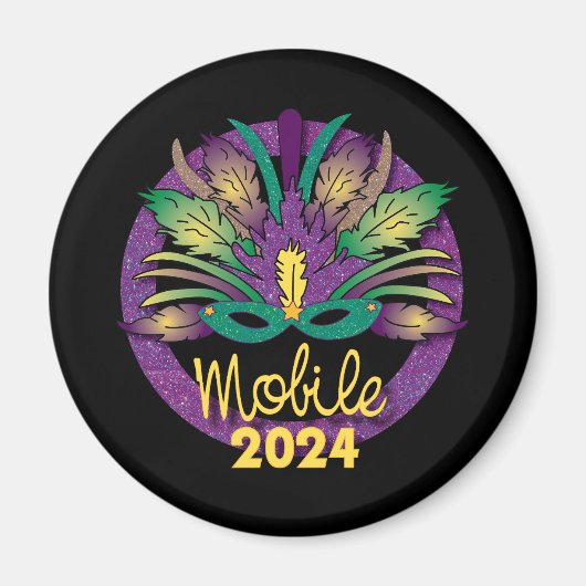 Mardi Gras Mask Magnet - 2024 - Mobile, AL (Vorne)