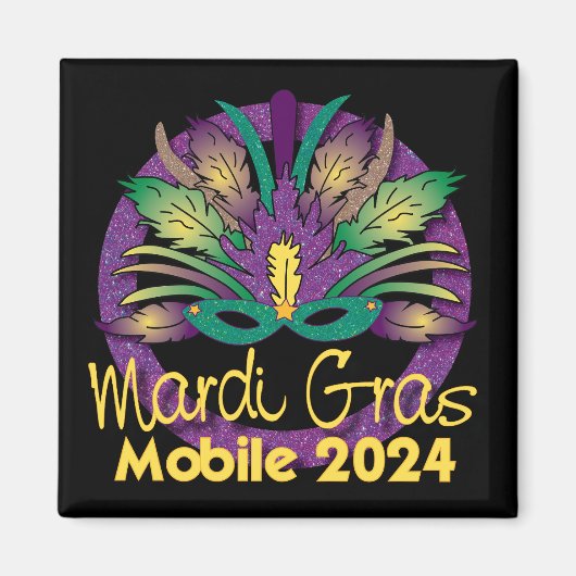 Mardi Gras Mask Magnet - 2024 - Mobile, AL (Vorne)