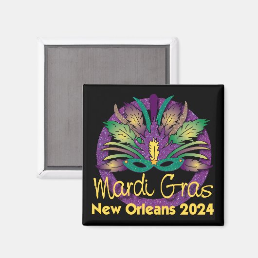 Mardi Gras Mask Magnet - 2024 - New Orleans (Vorderseite/Rückseite)