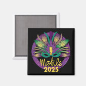 Mardi Gras Mask Magnet - 2025 - Mobile, AL (Vorderseite/Rückseite)