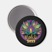 Mardi Gras Mask Magnet - 2025 - Mobile, AL (Vorderseite/Rückseite)