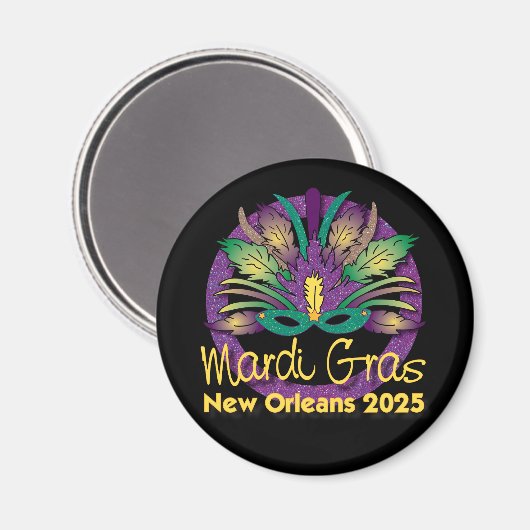 Mardi Gras Mask Magnet - 2025 - New Orleans (Vorderseite/Rückseite)