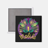 Mardi Gras Mask Magnet - Mobile, AL (Vorderseite/Rückseite)