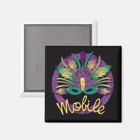 Mardi Gras Mask Magnet - Mobile, AL (Vorderseite/Rückseite)