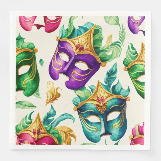 Mardi Gras Mask Paper Dinner Napkins Serviette (Vorderseite)