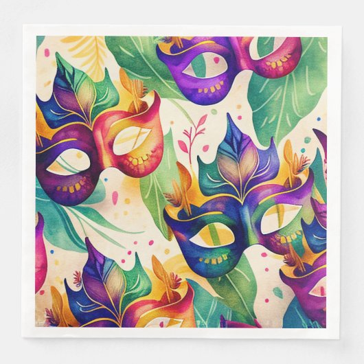 Mardi Gras Mask Paper Dinner Napkins Serviette (Vorderseite)