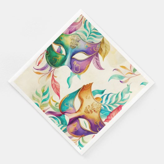 Mardi Gras Mask Paper Dinner Napkins Serviette (Ecke)