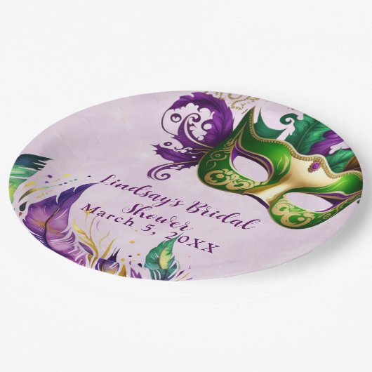 Mardi Gras Mask Pappteller (Schrägansicht)