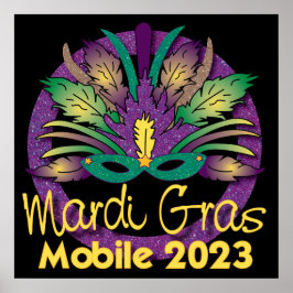 Mardi Gras Mask Poster - 2023 - Mobile