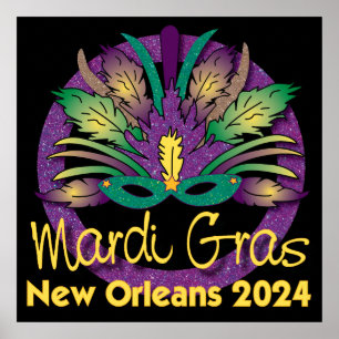 Mardi Gras Mask Poster - 2024 - New Orleans