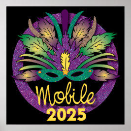 Mardi Gras Mask Poster - 2025 - Mobile