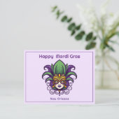 💚 💜 💛 Mardi Gras Mask Postkarte (Stehend Vorderseite)