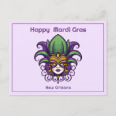 💚 💜 💛 Mardi Gras Mask Postkarte (Vorderseite)