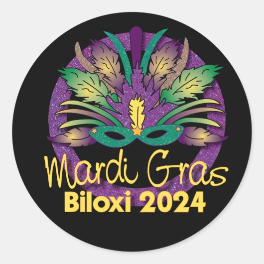 Mardi Gras Mask Sticker - 2024 - Biloxi, MS (Vorderseite)