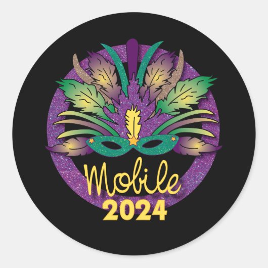 Mardi Gras Mask Sticker -2024 - Mobile, AL (Vorderseite)
