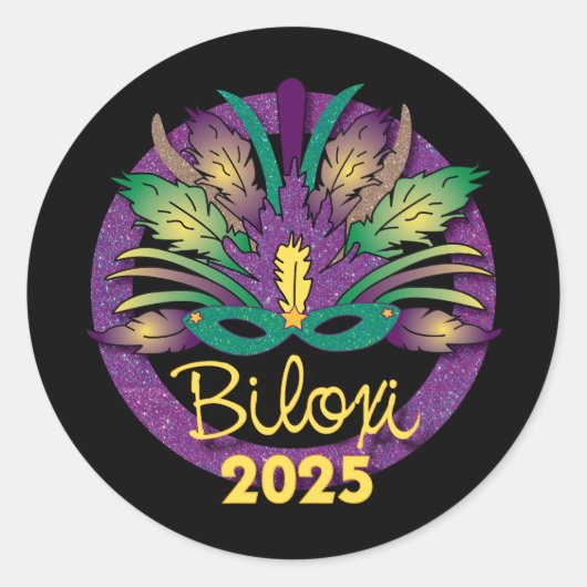 Mardi Gras Mask Sticker - 2025 - Biloxi, MS (Vorderseite)
