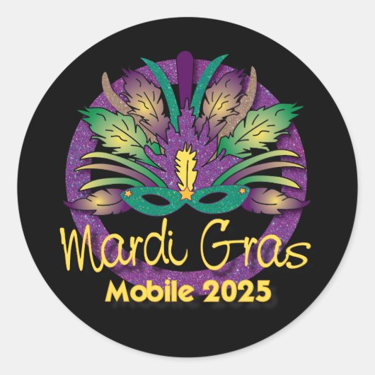 Mardi Gras Mask Sticker -2025 - Mobile, AL (Vorderseite)