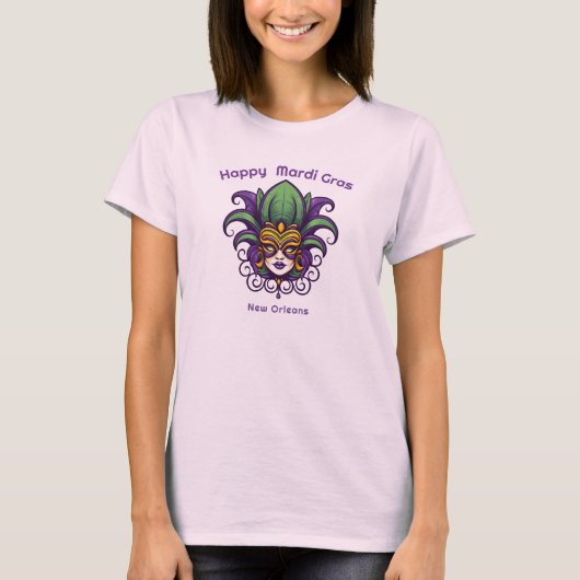 💚 💜 💛 Mardi Gras Mask T-Shirt (Vorderseite)