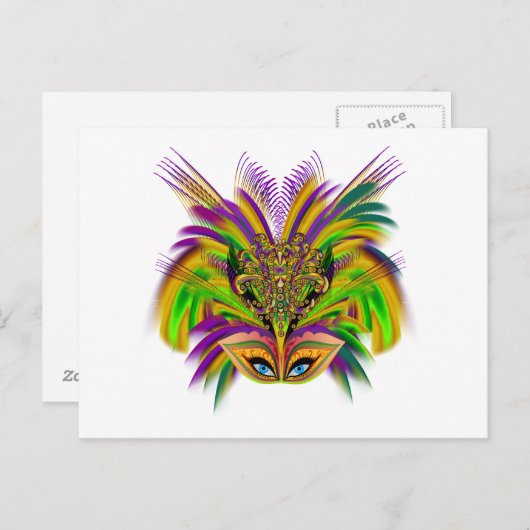 Mardi-Gras-Mask-The-Queen-V-3 Postkarte (Vorne/Hinten)