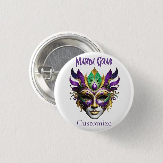 Mardi Gras Mask Thunder_Cove Button (Vorne & Hinten)