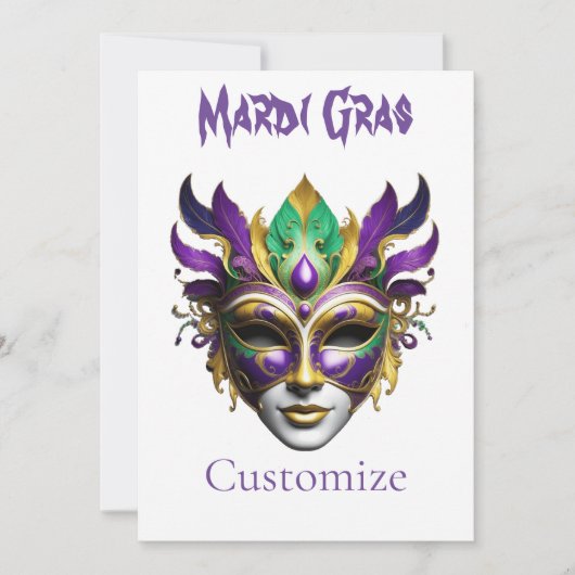 Mardi Gras Mask Thunder_Cove Einladung (Vorderseite)