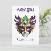 Mardi Gras Mask Thunder_Cove Einladung (Stehend Vorderseite)