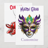 Mardi Gras Mask Thunder_Cove Einladung (Vorne/Hinten)
