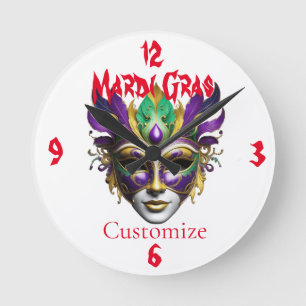 Mardi Gras Mask Thunder_Cove Runde Wanduhr