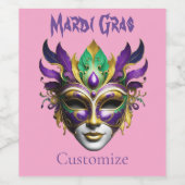 Mardi Gras Mask Thunder_Cove Weinetikett (Einzelnes Label)