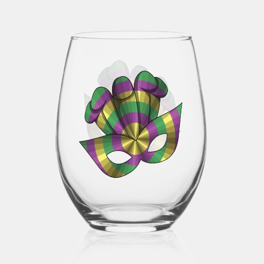 Mardi Gras Mask Weinglas Ohne Stiel (Vorderseite)