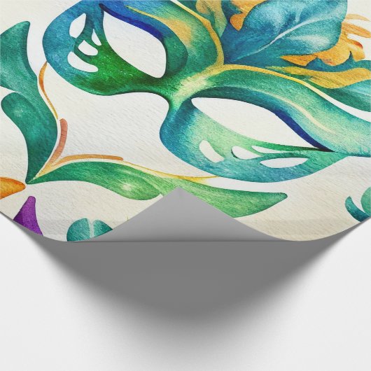Mardi Gras Mask Wrapping Paper Geschenkpapier (Ecke)