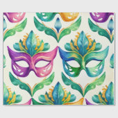 Mardi Gras Mask Wrapping Paper Geschenkpapier (Flach)