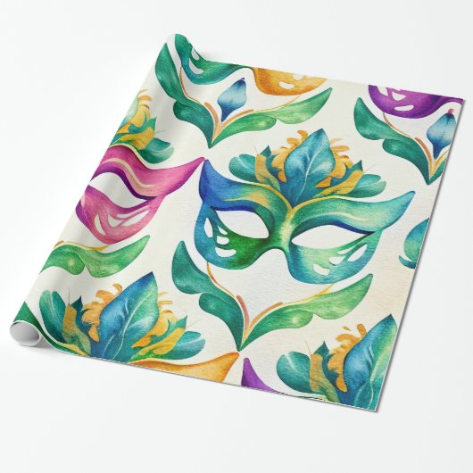 Mardi Gras Mask Wrapping Paper Geschenkpapier (Ungerollt)