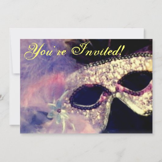 Mardi Gras Maske Einladung (Vorderseite)