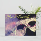Mardi Gras Maske Einladung (Stehend Vorderseite)