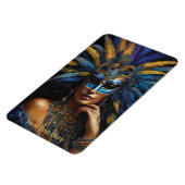 Mardi Gras Maske Feathers Beads Custom Text Lady Magnet (Linke Seite)