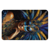 Mardi Gras Maske Feathers Beads Custom Text Lady Magnet (Horizontal)