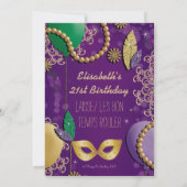 Mardi Gras Maske Geburtstag Einladung (Rückseite)