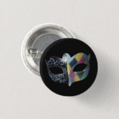Mardi Gras-Maske Harlekin, Schnörkelmuster Button (Vorne & Hinten)