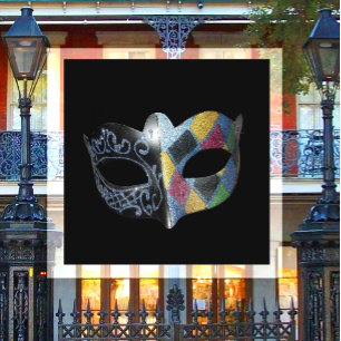 Mardi Gras Maske Harlekin, Schnörkelmuster Magnet