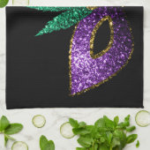 Mardi Gras Maske Lila grüne Glitzern schwarz Handtuch (Gefaltet)